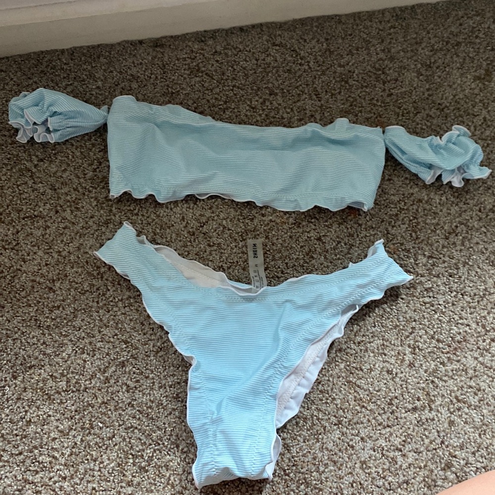 Blue striped bikini